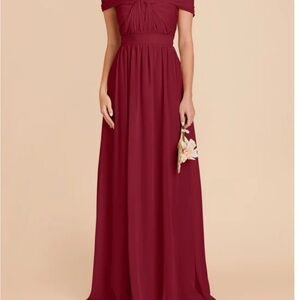 Birdy Grey Burgundy Off-Shoulder Maxi Dress